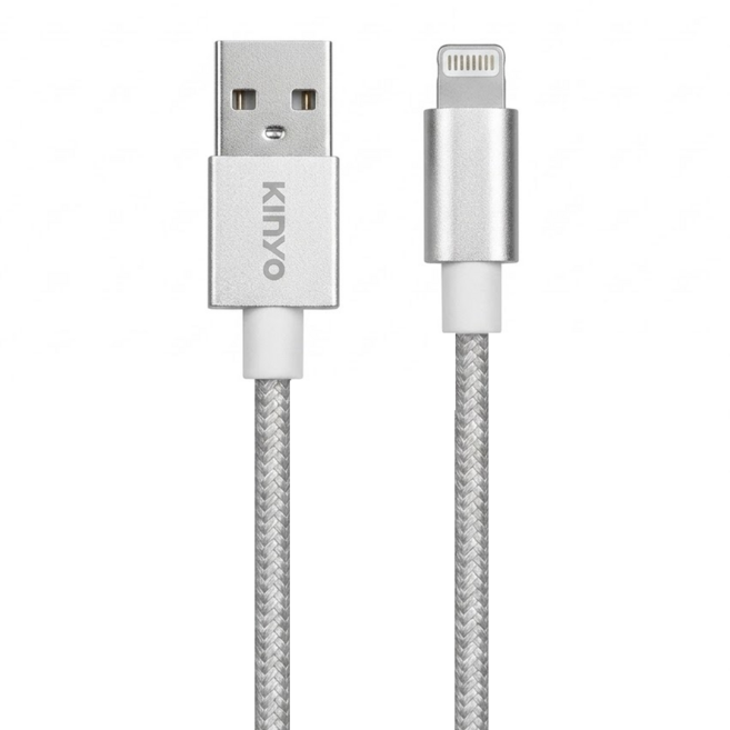 Kinyo 蘋果鋁合金編織線 USB-A12 70g, 3m, 白色, 1條