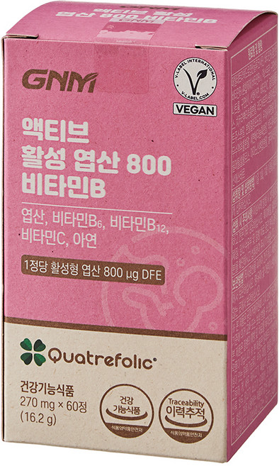 GNM Active 活性葉酸 800 維他命B, 1個, 60錠