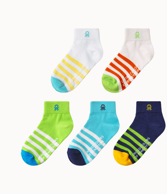 베네통키즈 아동용 스트라이프 단목 양말 5종 세트