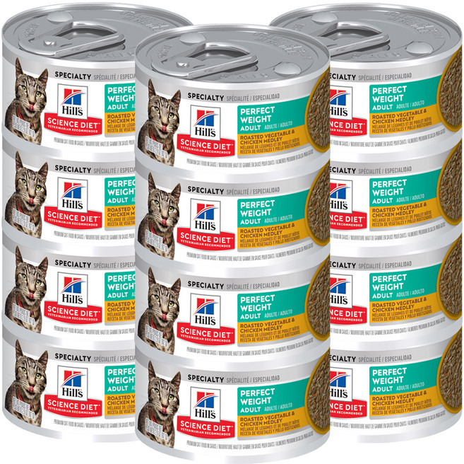 힐스사이언스다이어트 어덜트 고양이 퍼펙트 웨이트 스튜 습식사료, 닭+야채, 82g, 12개