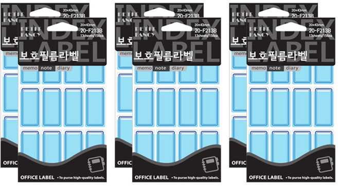 쁘띠팬시 보호필름라벨 견출지 20 x 43 mm 20-F213B 13p, 13개입, 6개