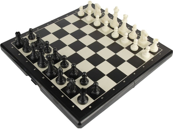 플로우코드 휴대용 접이식 자석 체스판 + 말 세트, 블랙(체스판, 바둑알), 화이트(바둑알), 1세트