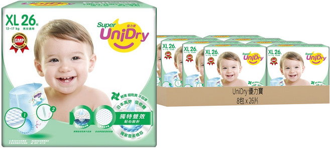 UniDry 優力寶 優力褲/尿布 12~17kg, XL, 208片