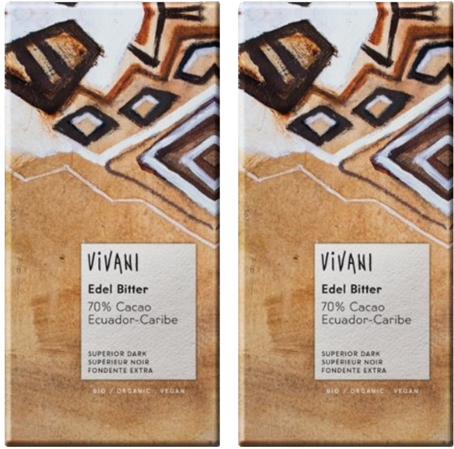 비바니 유기농 슈페리어 다크 초콜릿, 100g, 2개