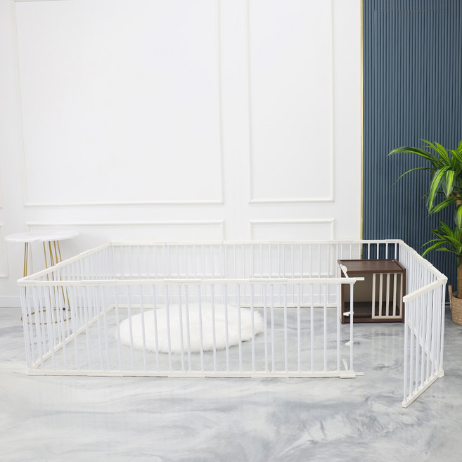 21세기트랜드 강아지 안전문 울타리 풀오픈도어 16칸, 화이트, 1개