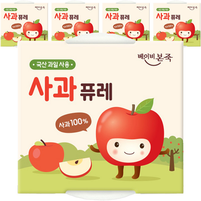 베이비본죽 과일퓨레 2p, 5개, 200g, 사과