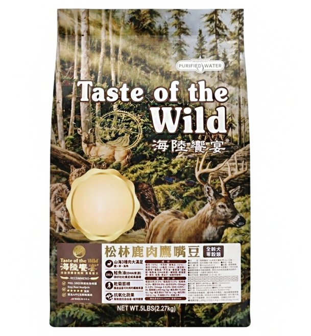 Taste of the Wild 海陸饗宴 全齡犬 零穀飼料, 鹿肉 + 鷹嘴豆, 2.27kg, 1袋