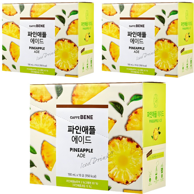 카페베네 파인애플 에이드, 190ml, 30개