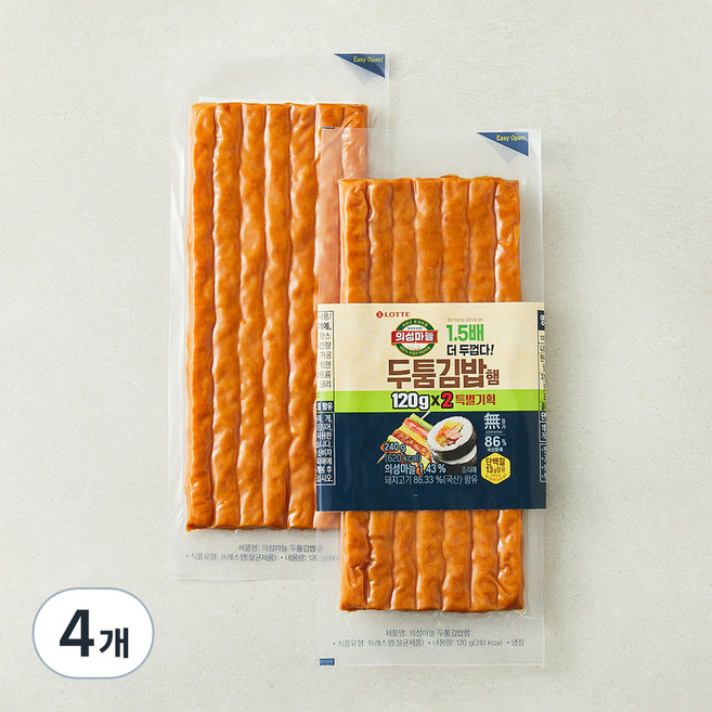 롯데햄 두툼 김밥햄, 120g, 4개