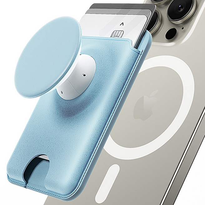 신지모루 M 탭톡 월렛 그립 홀더 카드지갑 케이스, 블루, 1개