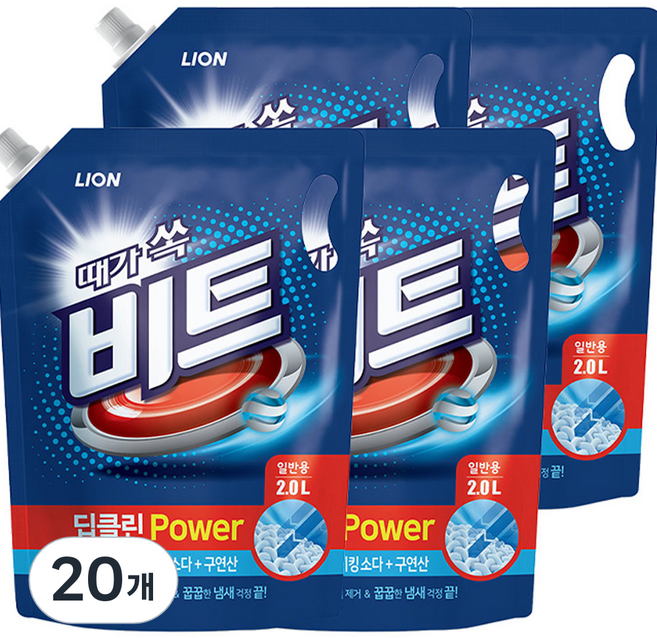 비트 딥클린 파워 일반용 액상세제 리필, 2L, 20개