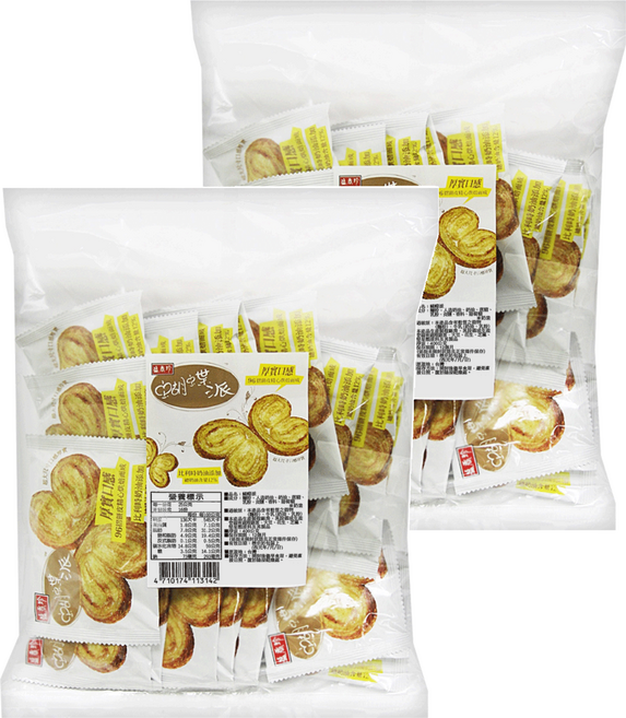 盛香珍 蝴蝶派 原味奶油 厚實口感 16個, 2袋, 400g