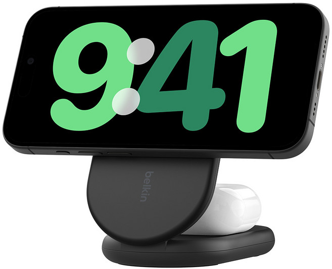 벨킨 부스트업 Qi2 15W 2in1 마그네틱 폴더블 고속 무선 충전기 1.5m, 블랙(WIZ028qcBK), 1개