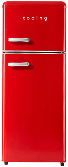 쿠잉전자 레트로 115L 2도어 냉장고 방문설치, REF-D121R
