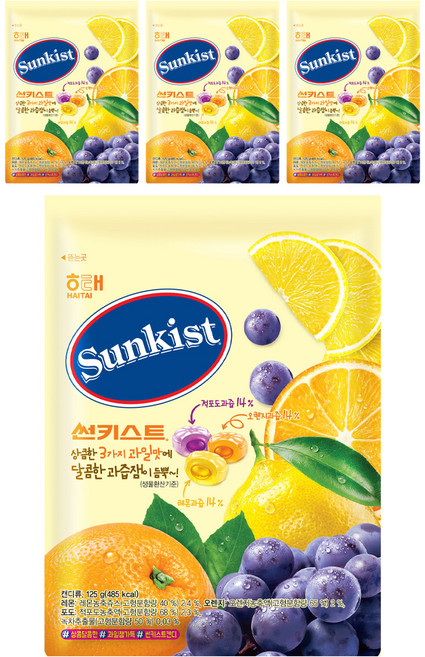 썬키스트 캔디, 125g, 4개