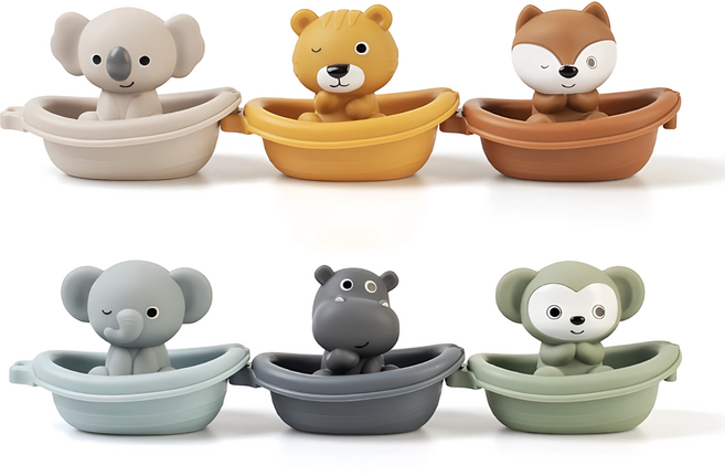 키젤로 귀여운 동물들과 함께 즐기는 목욕놀이 완구 6종 세트, 혼합색상, 1세트