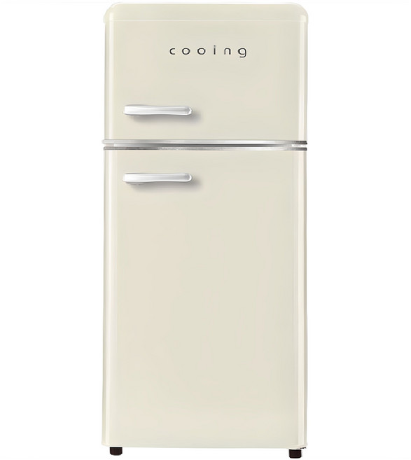 쿠잉전자 레트로 115L 2도어 냉장고 방문설치, REF-D121C