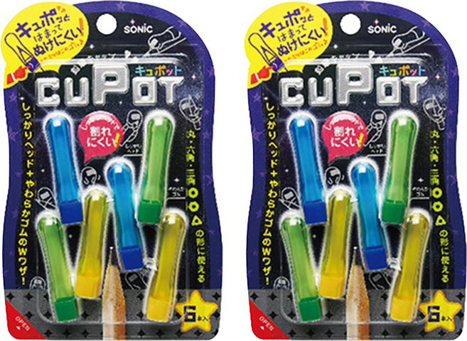 日本 SONiC 6入筆蓋 SK-8572-BB 45 x 10 x 10mm, 亮彩, 2組