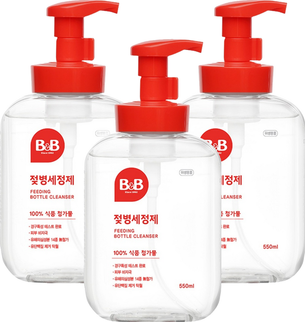 비앤비 젖병세정제 거품형, 550ml, 3개