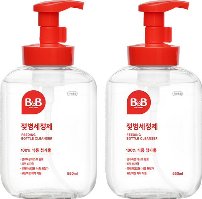 비앤비 젖병세정제 거품형, 550ml, 2개