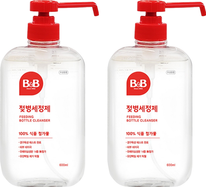 비앤비 액상형 젖병세정제 허브그린향, 600ml, 2개