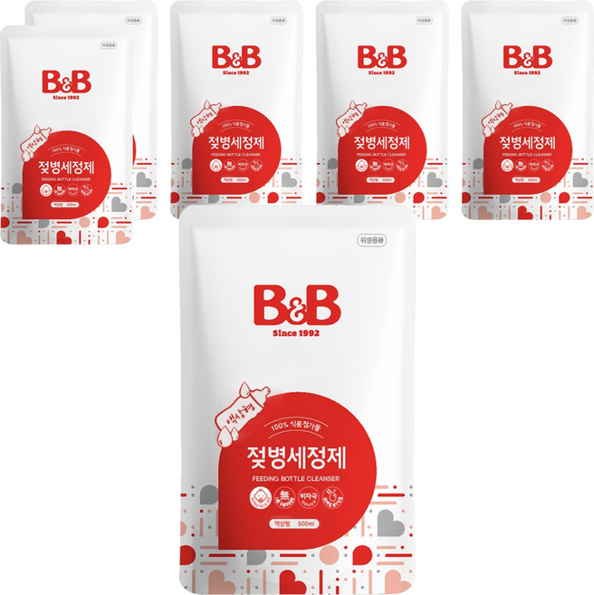 비앤비 액상형 젖병세정제 리필 허브향, 500ml, 6개