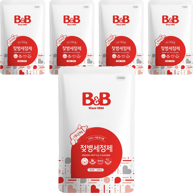 비앤비 액상형 젖병세정제 리필 허브향, 500ml, 5개