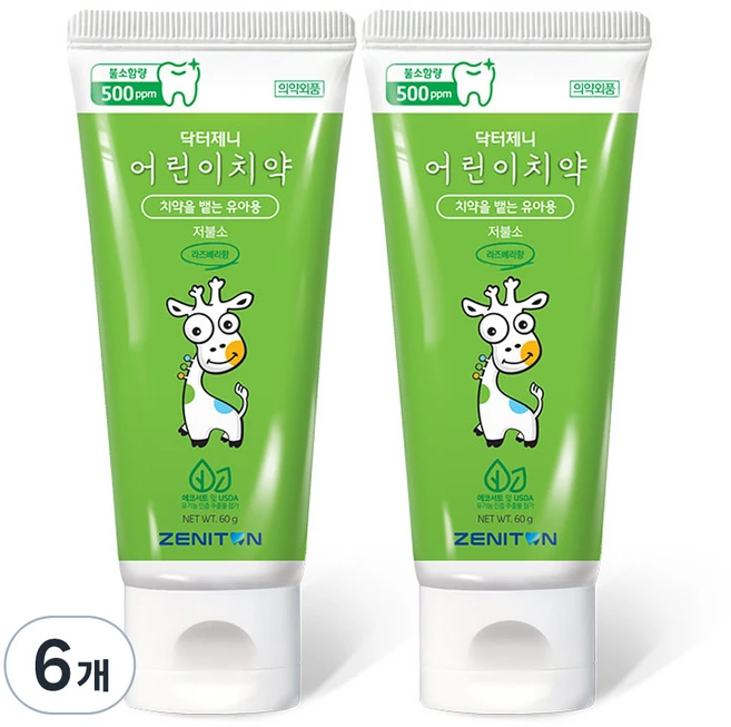 제니튼 닥터제니 어린이 치약, 60g, 1개입, 6개 - 쿠팡