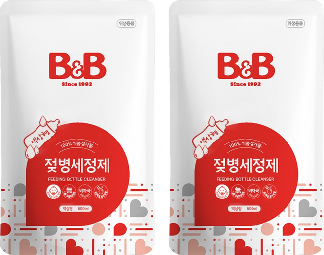 비앤비 액상형 젖병세정제 리필 허브향, 500ml, 2개