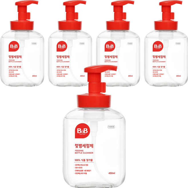 비앤비 젖병세정제 거품형, 450ml, 5개