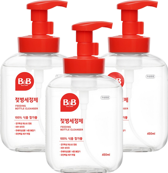비앤비 젖병세정제 거품형, 450ml, 3개