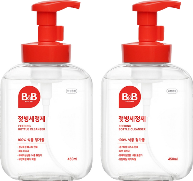 비앤비 젖병세정제 거품형, 450ml, 2개