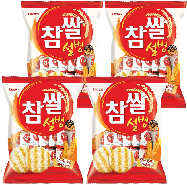 크라운 참쌀설병, 128g, 4개