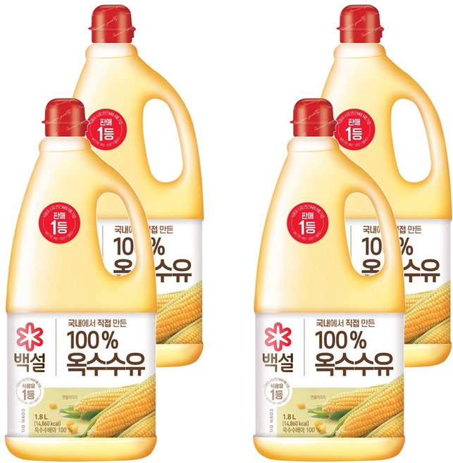 백설 옥수수유, 1.8L, 4개