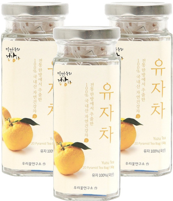우리꽃연구소 유자차 삼각티백, 1.5g, 20개입, 3개