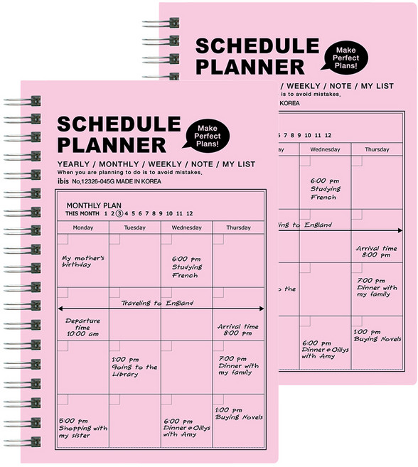 아이비스 PP 밴드 스케줄 플래너, 연분홍, 2개