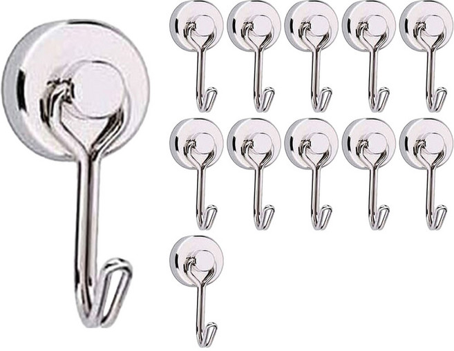 플라카 360도 회전형 자석 고리 후크 16mm, 실버, 12개