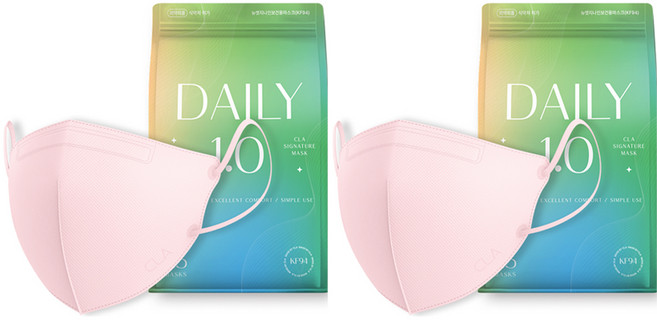 CLA 데일리 라이트패키지 보건용 컬러 새부리형 마스크 대형 KF94, 25개입, 2개, 핑크