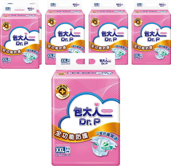 Dr.P 包大人 全功能防護 成人黏貼型紙尿褲, XXL, 11片, 6包