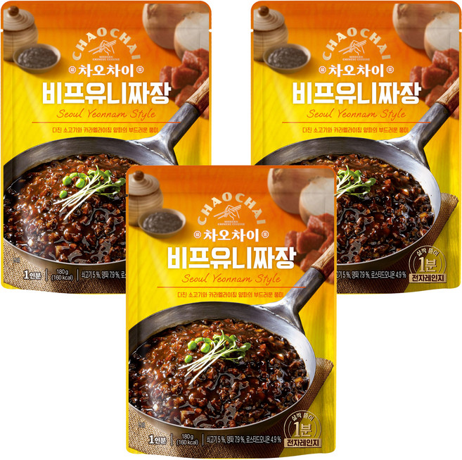 차오차이 비프 유니짜장, 180g, 3개