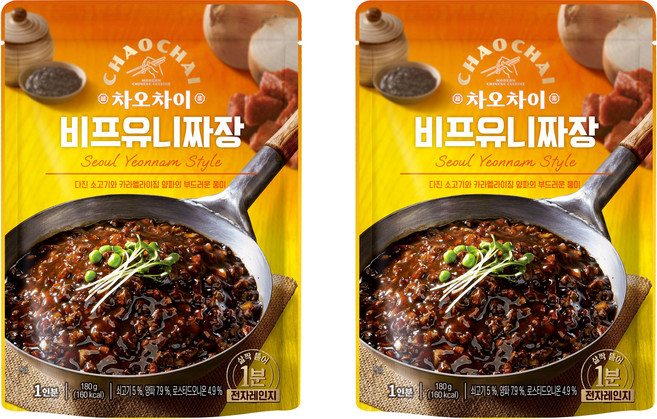 차오차이 비프 유니짜장, 180g, 2개