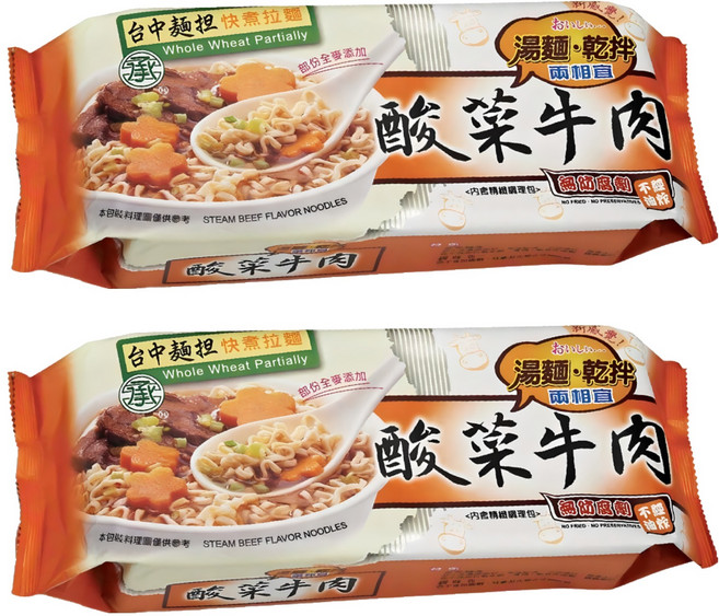 承昌食品 酸菜牛肉快煮拉麵, 2個, 400g