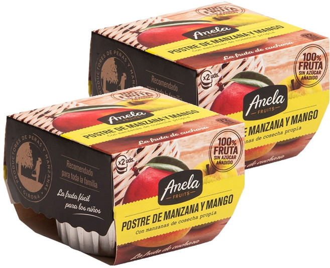 아넬라 생과일 프리미엄 디저트 과일퓨레 2p, 혼합맛(사과/애플망고), 200g, 2개