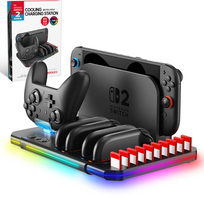 JOYTRON 任天堂 Switch 2 散熱充電座 控制器收納支架, 混合色, 1個, SW2-CHARGER06