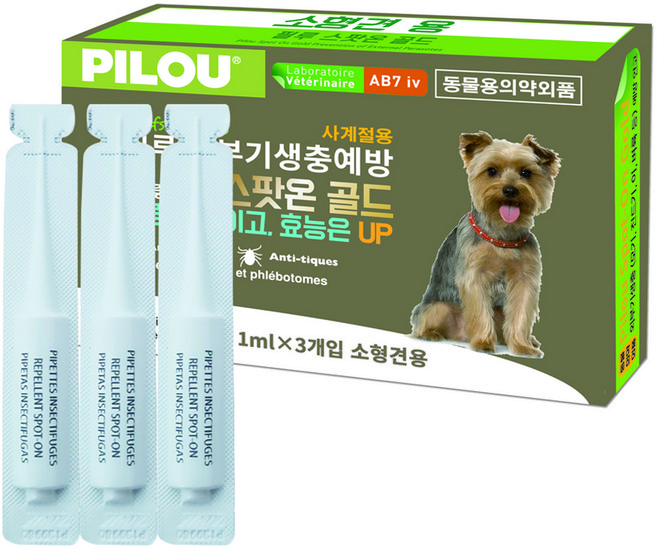 필루 네츄럴 외부기생충 예방 스팟온 골드 소형견, 1ml, 3개