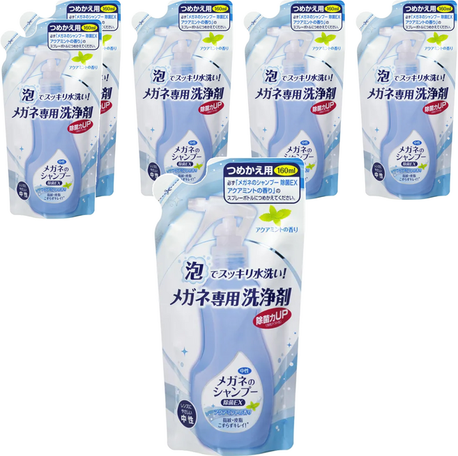 SOFT99 眼鏡專用洗淨劑 補充包 水感薄荷, 160ml, 6包