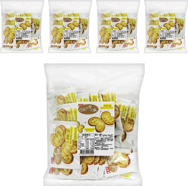 盛香珍 蝴蝶派 原味奶油 厚實口感 16個, 5袋, 400g