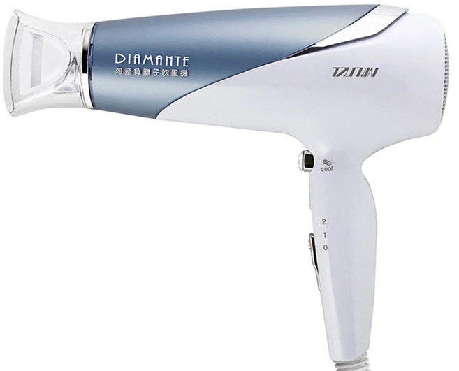達新牌 陶瓷負離子吹風機 附熱烘罩 1400W, TS-608, 白色 + 藍色