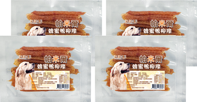 PARMIR 帕米爾 蜂蜜鴨柳條 犬用 新鮮鴨柳製成 低脂無鹽, 4包, 50g, 蜂蜜鴨柳