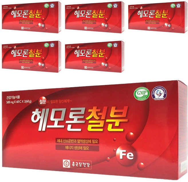 종근당건강 헤모론철분, 60정, 6개